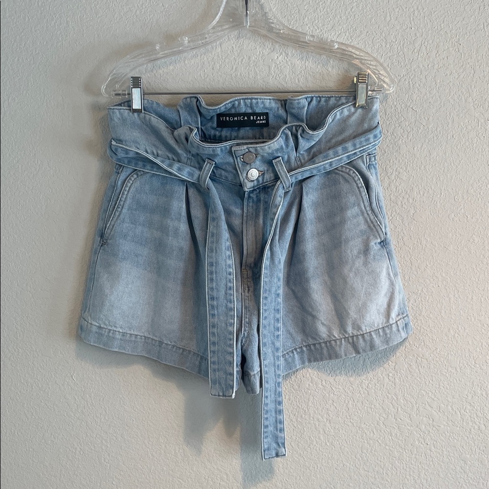 Veronica M Light Blue Tie-Waist Shorts